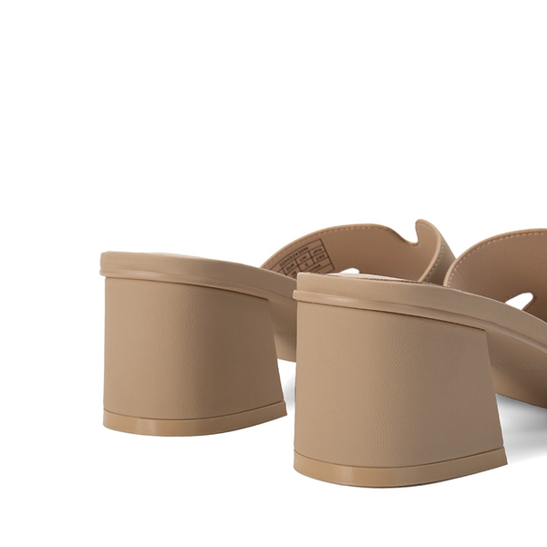 Square Toe Cut Out Sandals - NUDE-PU - 6